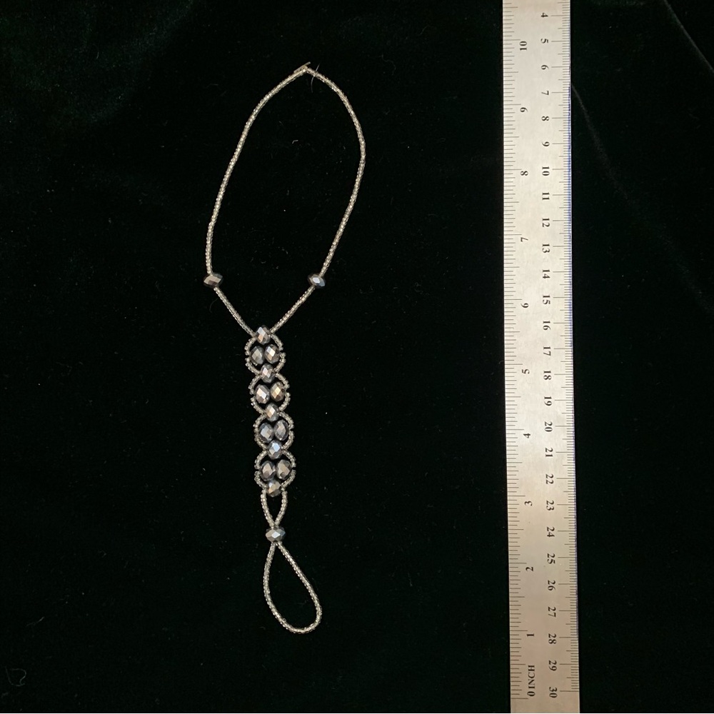 Silver beaded handmade anklet toe ring combo